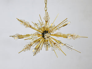 Grand lustre Sputnik J.L. Lobmeyr Metropolitan Opera en cristal et laiton, Met, Vienne