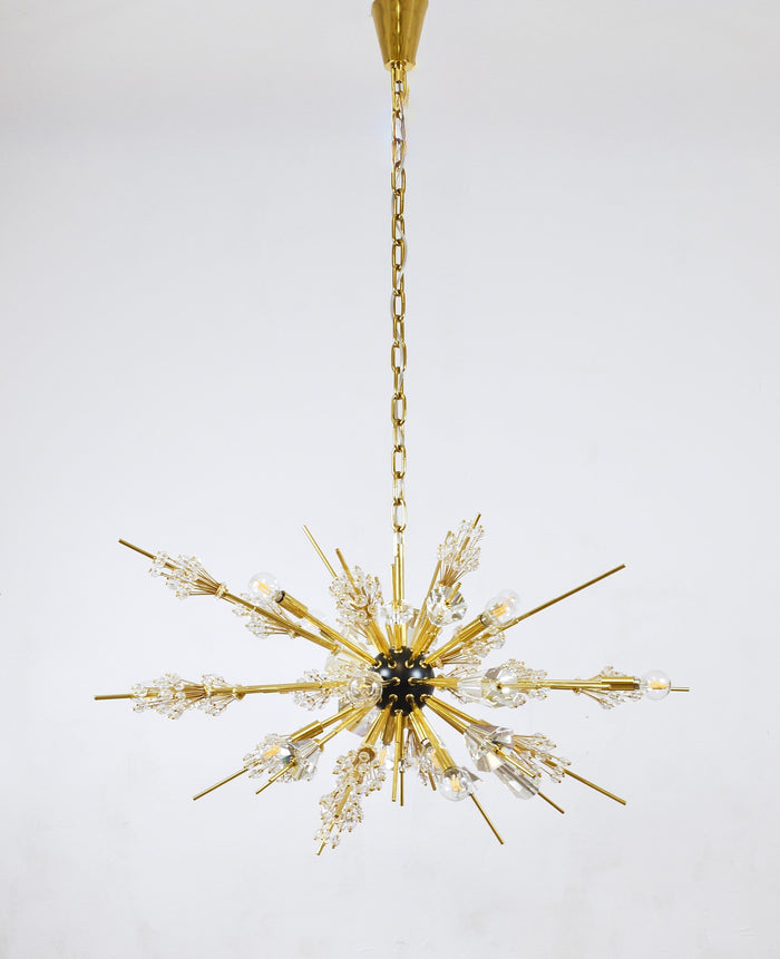 Huge J.L. Lobmeyr Metropolitan Opera Sputnik Crystal Brass Met Chandelier Vienna