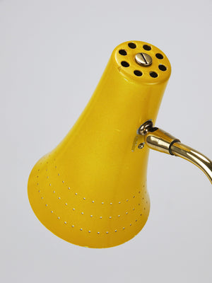 Lampe de table, bureau ou d'appoint J.T. Kalmar jaune, laiton et fer, Vienne, Autriche, années 1950