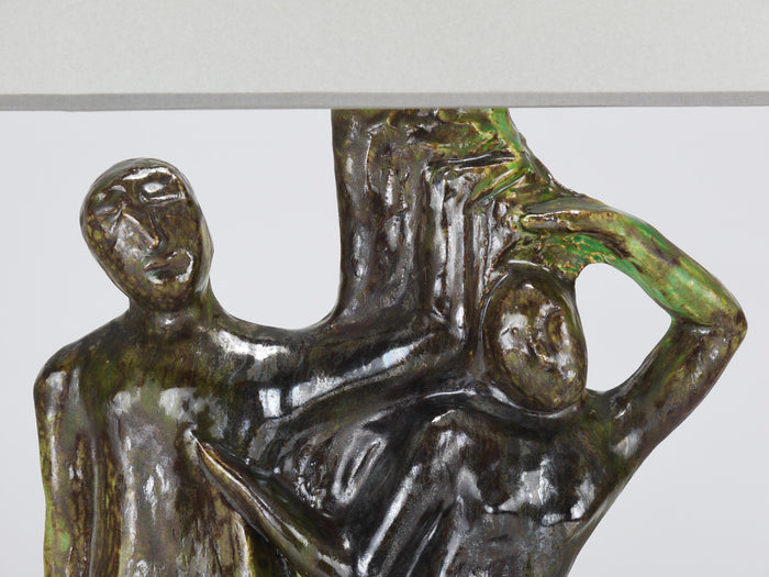 Sculptural Brutalist Art Table Lamp “Man and Woman by a Tree”, Italy, 1970s