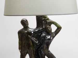 Sculptural Brutalist Art Table Lamp “Man and Woman by a Tree”, Italy, 1970s