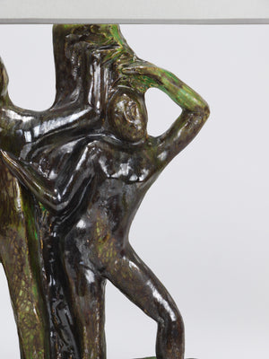 Sculptural Brutalist Art Table Lamp “Man and Woman by a Tree”, Italy, 1970s