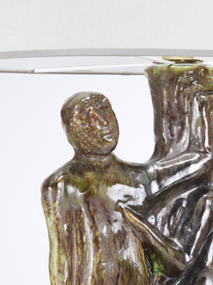 Sculptural Brutalist Art Table Lamp “Man and Woman by a Tree”, Italy, 1970s