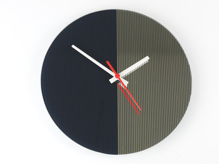 Postmodern Striped Mirror Glass Black & White Wall Clock, 1980s, England