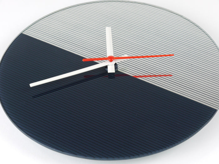 Postmodern Striped Mirror Glass Black & White Wall Clock, 1980s, England