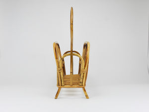 Porte-revues et porte-journaux en rotin et bambou dans le style de Franco Albini, Italie, années 1970