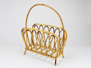 Porte-revues et porte-journaux en rotin et bambou dans le style de Franco Albini, Italie, années 1970