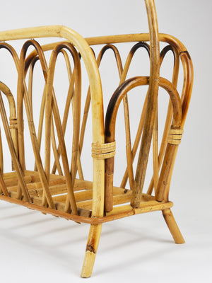 Porte-revues et porte-journaux en rotin et bambou dans le style de Franco Albini, Italie, années 1970