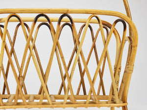 Porte-revues et porte-journaux en rotin et bambou dans le style de Franco Albini, Italie, années 1970