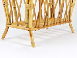 Porte-revues et porte-journaux en rotin et bambou dans le style de Franco Albini, Italie, années 1970