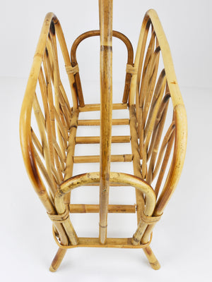 Porte-revues et porte-journaux en rotin et bambou dans le style de Franco Albini, Italie, années 1970