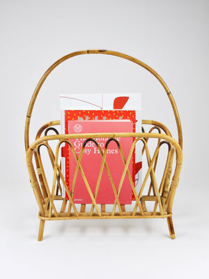 Porte-revues et porte-journaux en rotin et bambou dans le style de Franco Albini, Italie, années 1970