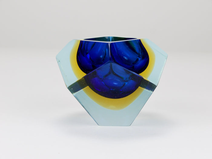 Mandruzzato Sommerso Faceted Diamond Caviar Bowl, Murano Glass, Italy, 1960s