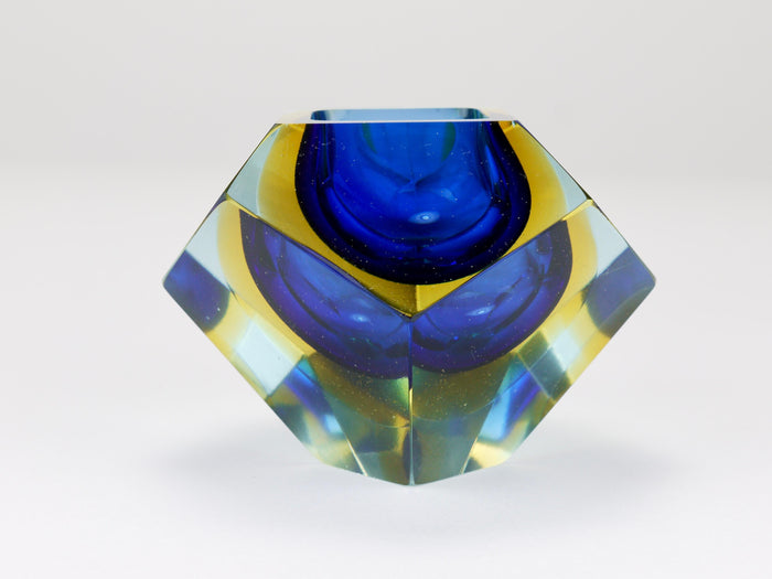 Mandruzzato Sommerso Faceted Diamond Caviar Bowl, Murano Glass, Italy, 1960s