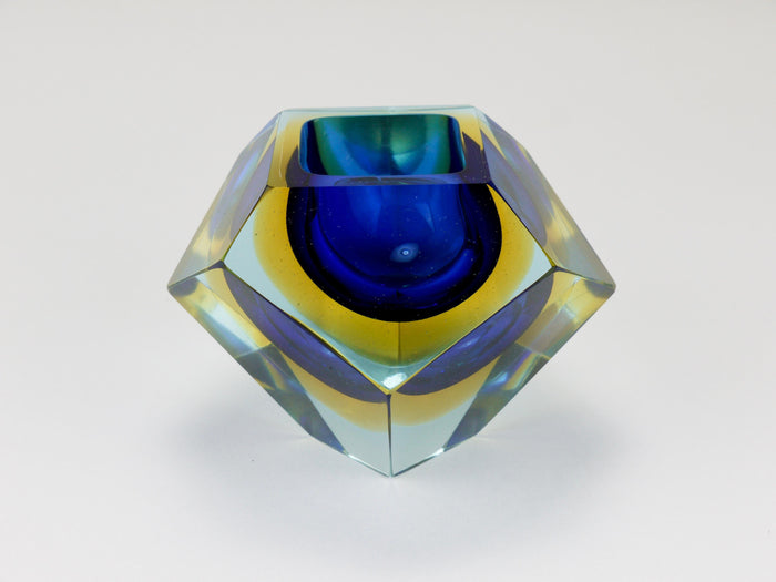 Mandruzzato Sommerso Faceted Diamond Caviar Bowl, Murano Glass, Italy, 1960s