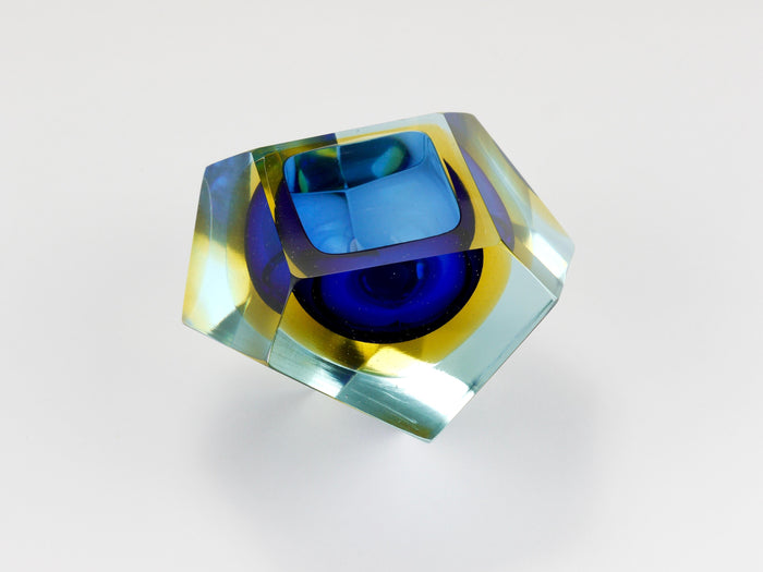 Mandruzzato Sommerso Faceted Diamond Caviar Bowl, Murano Glass, Italy, 1960s