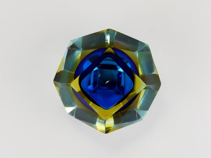 Mandruzzato Sommerso Faceted Diamond Caviar Bowl, Murano Glass, Italy, 1960s