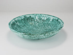 Gran frutero de cerámica turquesa Eva Ruffoni, 15“ de diámetro, Italia, años 80