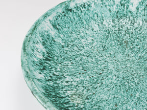 Gran frutero de cerámica turquesa Eva Ruffoni, 15“ de diámetro, Italia, años 80
