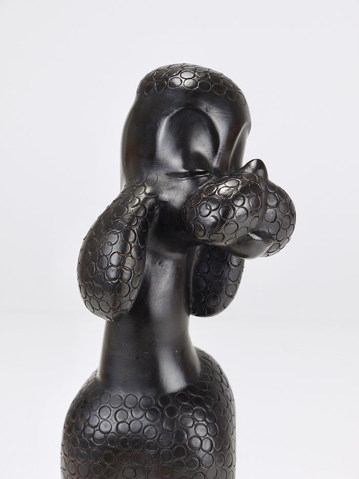 Charming Dog Poodle Sculpture Figurine by Leopold Anzengruber, Austria, 1950s