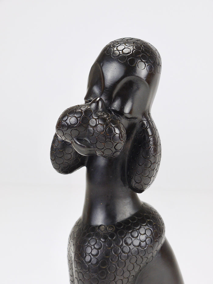 Charming Dog Poodle Sculpture Figurine by Leopold Anzengruber, Austria, 1950s