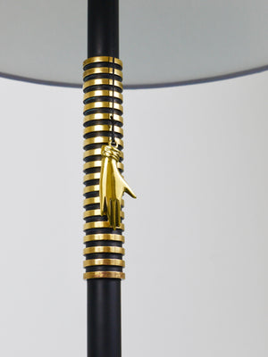 Rupert Nikoll MidCentury Brass Floor Lamp, Carl Aubock Hand Switch Austria, 1950