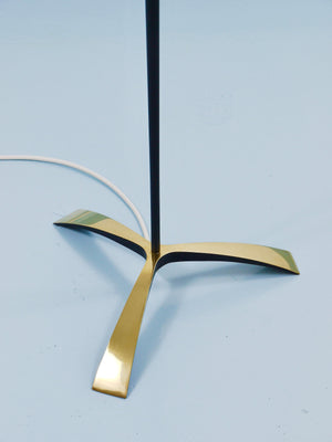 Rupert Nikoll MidCentury Brass Floor Lamp, Carl Aubock Hand Switch Austria, 1950