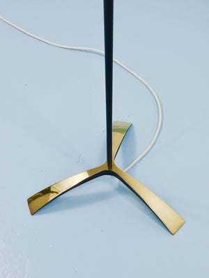 Rupert Nikoll MidCentury Brass Floor Lamp, Carl Aubock Hand Switch Austria, 1950