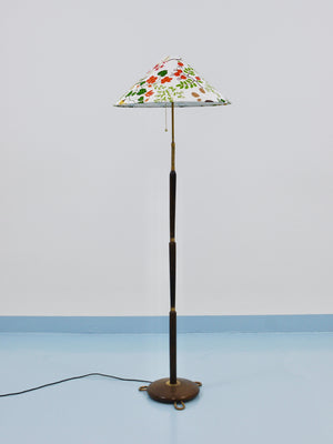 1940s Adjustable Walnut & Brass Floor Lamp, Rupert Nikoll Vienna, Austria, 1950s