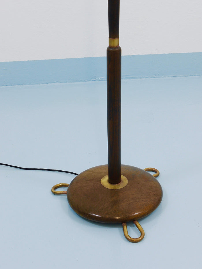 1940s Adjustable Walnut & Brass Floor Lamp, Rupert Nikoll Vienna, Austria, 1950s