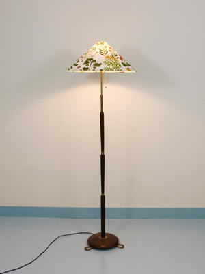 1940s Adjustable Walnut & Brass Floor Lamp, Rupert Nikoll Vienna, Austria, 1950s