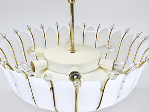 Grand lustre corbeille Rupert Nikoll 27 pouces en laiton à feuilles, Mid-Century, Autriche, 1950