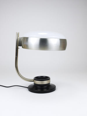 Lampe de bureau pivotante Oscar Torlasco noire et nickel, Lumi Milano, Italie, années 1960