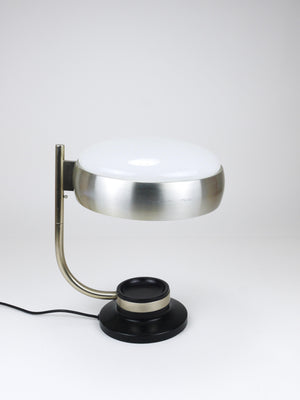 Lampe de bureau pivotante Oscar Torlasco noire et nickel, Lumi Milano, Italie, années 1960