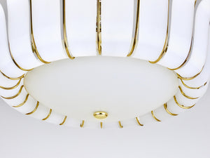 Grand lustre corbeille Rupert Nikoll 27 pouces en laiton à feuilles, Mid-Century, Autriche, 1950