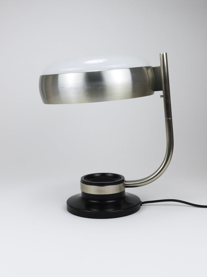 Oscar Torlasco Black & Nickel Table Desk Swivel Lamp, Lumi Milano, Italy, 1960s