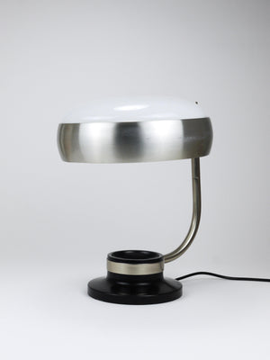 Lampe de bureau pivotante Oscar Torlasco noire et nickel, Lumi Milano, Italie, années 1960