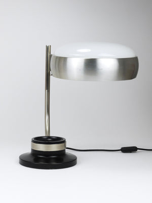 Lampe de bureau pivotante Oscar Torlasco noire et nickel, Lumi Milano, Italie, années 1960