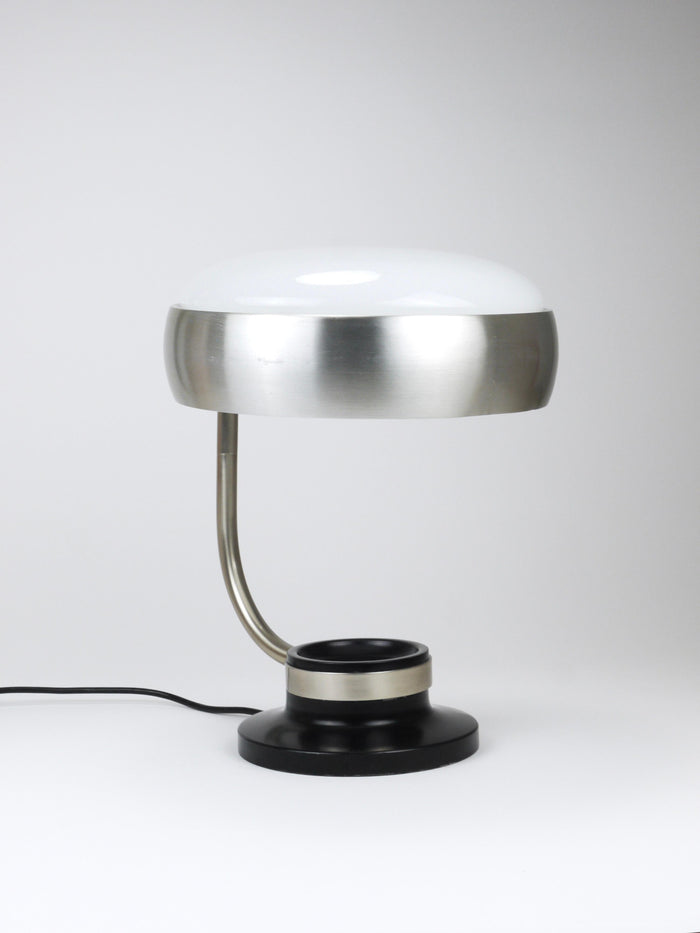 Oscar Torlasco Black & Nickel Table Desk Swivel Lamp, Lumi Milano, Italy, 1960s