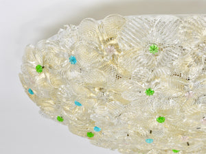 Barovier & Toso große Millefiori Murano-Glas Blumen-Deckenleuchte, Italien, 1960er-Jahre