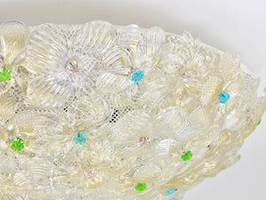 Barovier & Toso große Millefiori Murano-Glas Blumen-Deckenleuchte, Italien, 1960er-Jahre