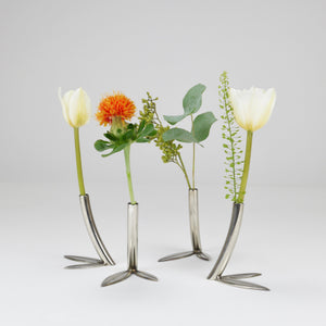 Werkstätte Hagenauer Up to 6 Soliflore Leaf Vases, Brass & Nickel, Vienna, 1960s