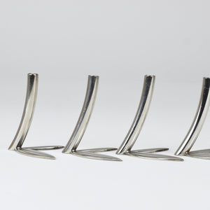 Werkstätte Hagenauer Up to 6 Soliflore Leaf Vases, Brass & Nickel, Vienna, 1960s