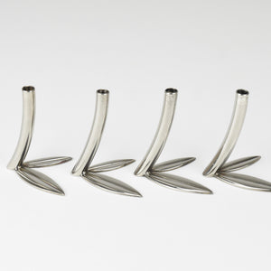 Werkstätte Hagenauer Up to 6 Soliflore Leaf Vases, Brass & Nickel, Vienna, 1960s