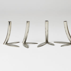 Werkstätte Hagenauer Up to 6 Soliflore Leaf Vases, Brass & Nickel, Vienna, 1960s