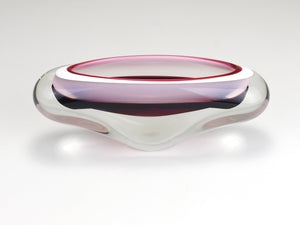 Josef Hospodka Sommerso Multi-Color Studio Art Glass Bowl, Czechoslovakia, 1960s