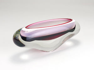 Josef Hospodka Sommerso Multi-Color Studio Art Glass Bowl, Czechoslovakia, 1960s