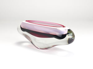 Josef Hospodka Sommerso Multi-Color Studio Art Glass Bowl, Czechoslovakia, 1960s