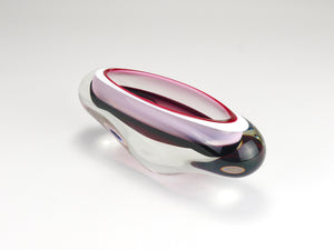 Josef Hospodka Sommerso Multi-Color Studio Art Glass Bowl, Czechoslovakia, 1960s