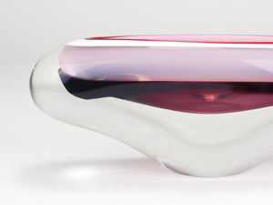 Josef Hospodka Sommerso Multi-Color Studio Art Glass Bowl, Czechoslovakia, 1960s